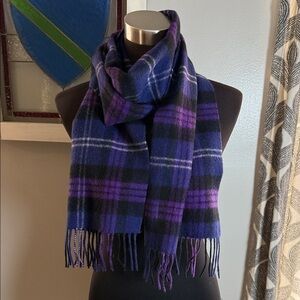 Ballantrae Edinburgh 100% Lambswool Blue & Purple Plaid Scarf